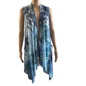 NWT CATIVA blue sleeveless cardigan with pockets